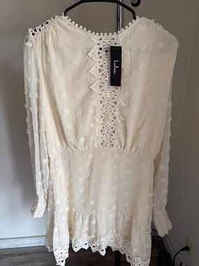 Lulu's Cream Long Sleeve Mini Dress